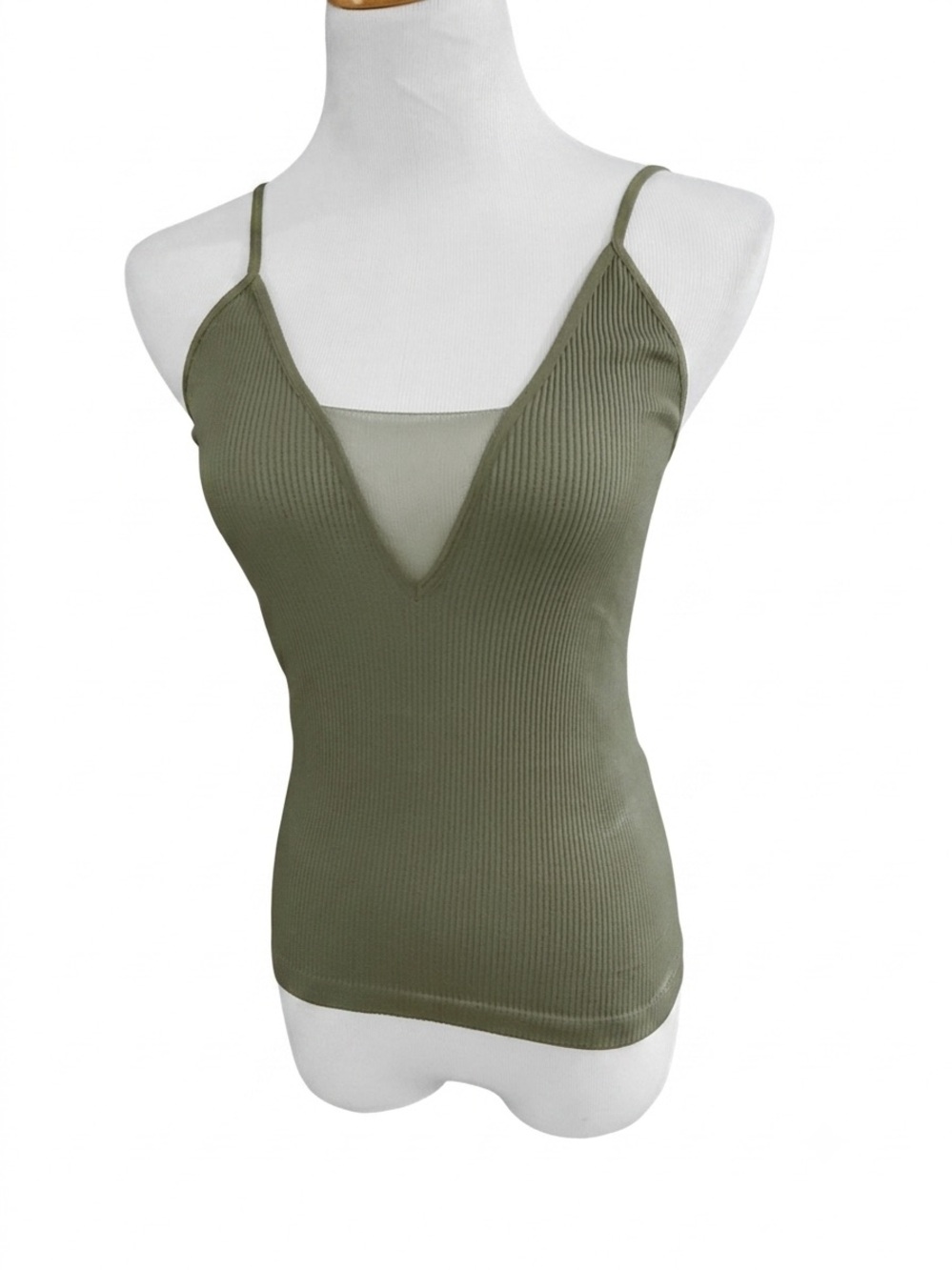 Intimately Free People Olive Green Ribbed V-Neck Come Around Tank top Size M